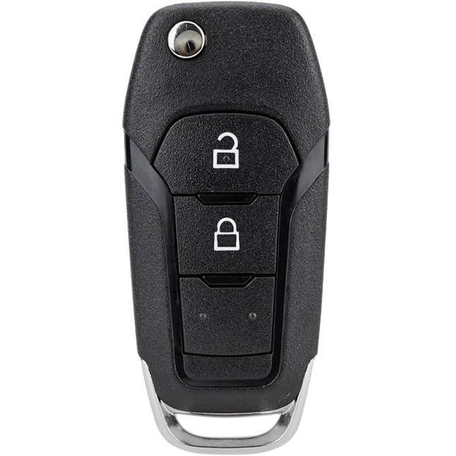 Black car key fob with lock and unlock symbols on a white background