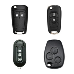 Four Vauxhall-compatible remote key fob styles on a white background