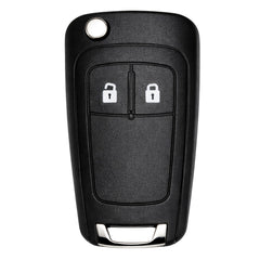 Vauxhall-compatible 2-button replacement flip key fob case on a white background