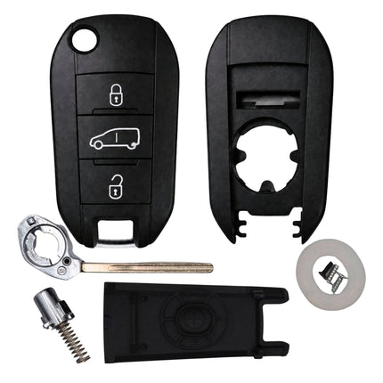 Internal components of Citroen 3 button key fob with van centre button 