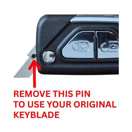 Citroën DS3 flip key blade retaining pin removal instructions