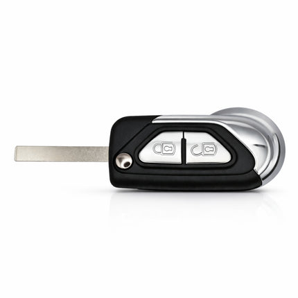 Citroen DS3 2-button flip key fob case with metal key blade extended.