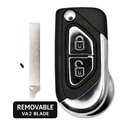 Key blade and key fob with removable VA2 blade on a white background