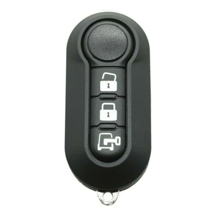 Black car key fob with lock and unlock symbols on a white background