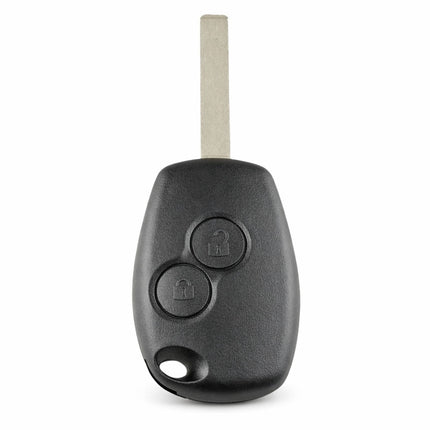 A fiat talento 2 button black van key with a metal blade, featuring two circular buttons for locking and unlocking.