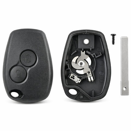 2 button remote key shell with internal housing, battery contacts VA2 blade and screw
