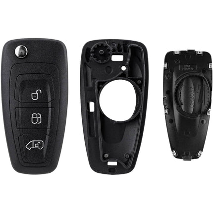 Ford Transit Key Fob Case Replacement Cover 3 Button Flip Black Remote Repair