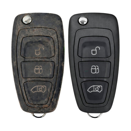 Ford Transit Custom key fob repair service before and after damaged flip key case