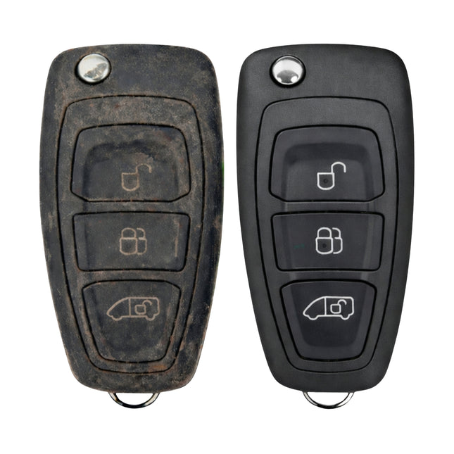 Ford Transit Custom key fob repair service before and after damaged flip key case