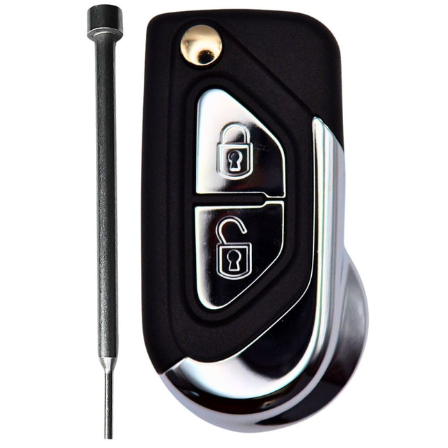 gtl replacement 2 button key fob case for citroen ds3 with key blade pin removal tool on a white background