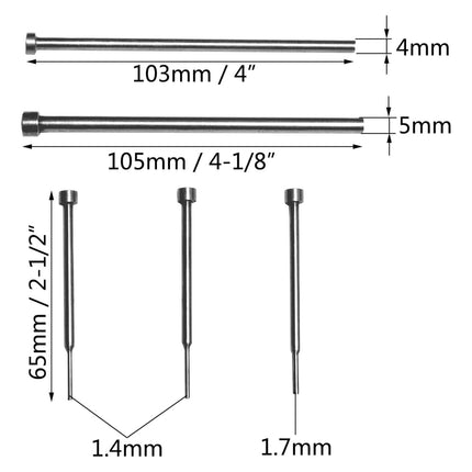 ECK Silver Flip Key Blade Pin Removal Tool Set for Car Van Remote Fob Repair 6pc