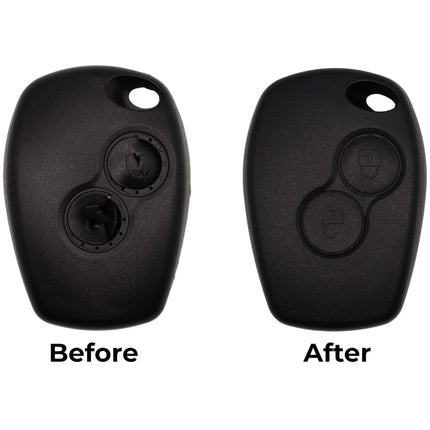 Comparison of a car key fob cover 'Before' and 'After' on a white background.