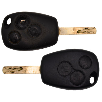 Renault 3 button black car key fob repair service before and after