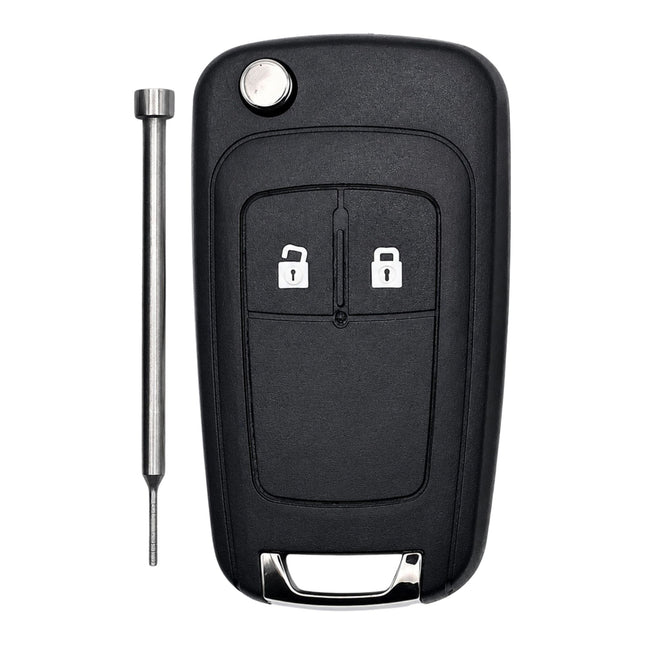Vauxhall HU100 2 button replacement flip key fob case with free pin removal tool