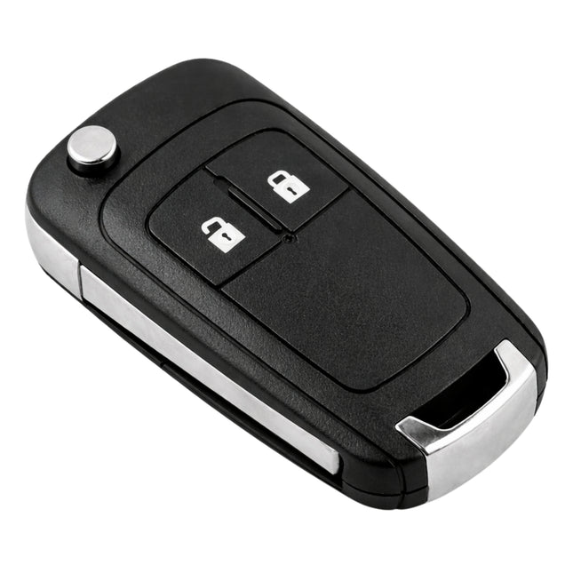 2 button flip key angled view with lock and unlock buttons