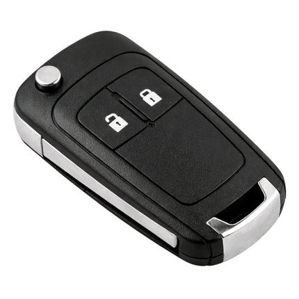 Vauxhall-compatible HU100 2-button replacement flip key case angled view