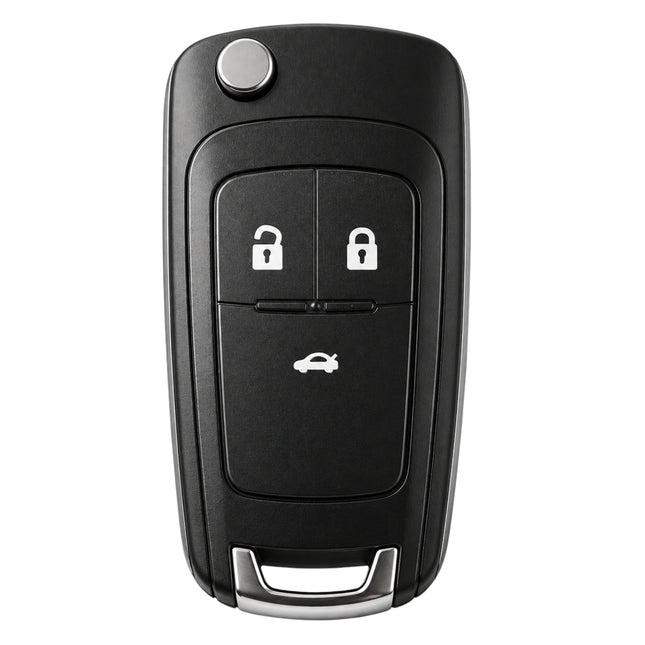 Vauxhall HU100 3 button flip key shell front view compatible with Astra J, Insignia