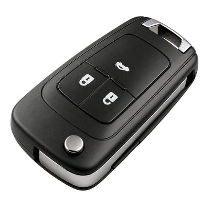 3 button flip key angled view with lock and unlock buttons