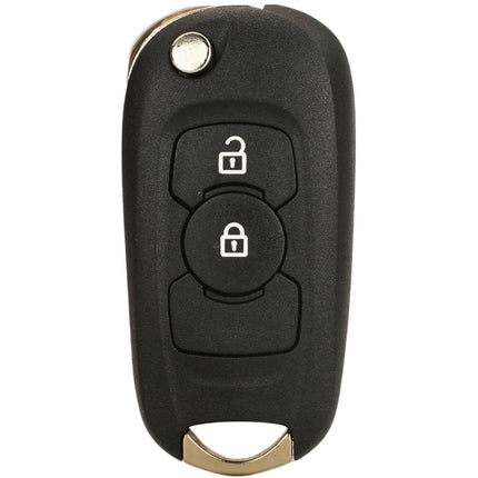 A vauxhall astra k black car key fob with two buttons featuring lock and unlock symbols.