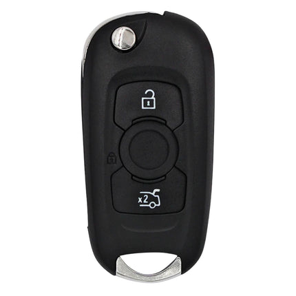 A vauxhall astra k 3 button black car key fob with two buttons featuring lock and unlock symbols.