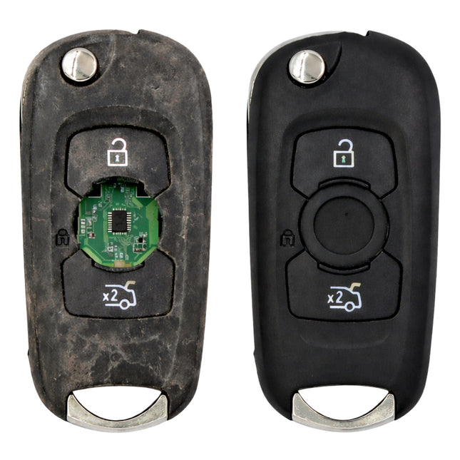 vauxhall astra k 3 button key fob repair service before and after damaged flip key case