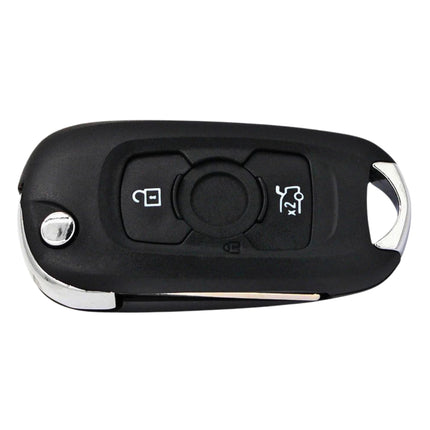 Three-button flip key shell shown horizontally with lock unlock and boot icons