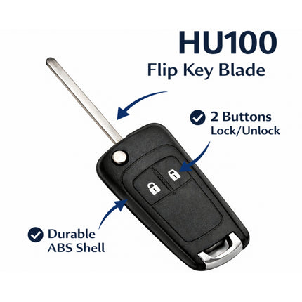 HU100 flip key blade identification and retaining pin removal guide